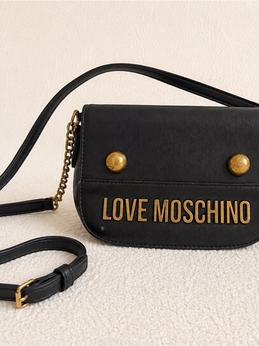 Love Moschino Black Crossbody with Gold Logo